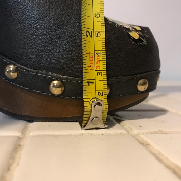 Ed Hardy peacock heart flash traditional tattoo leather clog studded heels - Picture 11 of 11